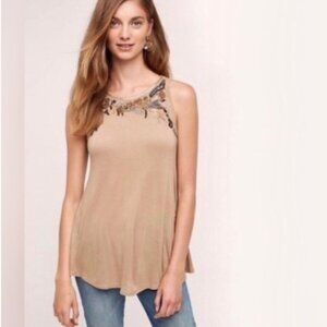 Anthropologie Akemi+Kin Sequin Beaded Cutout Tank Top XS